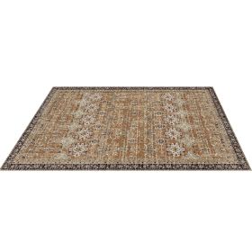 Large Area Rug 7.5x9.5 ft Anti-Skid Tear-Resistant Floor Mat Vintage Brown Green