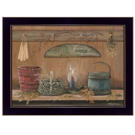 "Treasures on the Shelf I" By Pam Britton, Ready to Hang Framed Print, Black Frame