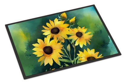 NEW Kentucky Goldenrod in Watercolor Doormat Front Door Mat Indoor Outdoor Rugs for Entryway, Non Slip Washable Low Pile, 18H X 27W