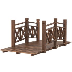 5 Ft. Wooden Garden Bridge Footbridge For Ponds, Creeks, Streams, Carbonized (Option: Wooden)