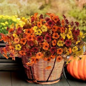 20 Bunches Of Outdoor Mixed Color Artificial Flowers, Autumn Plant And Flower Outdoor Decoration, UV Protection, Realistic And Non-fading, Suitab (Option: Burgundy Orange Yellow mix)